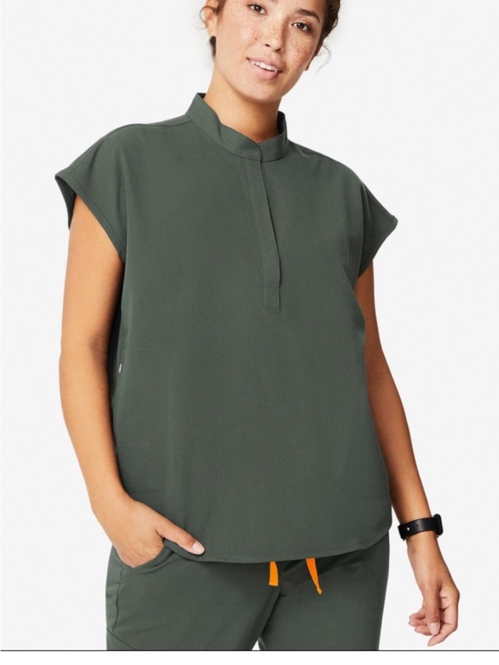 Figs Olive Rafaela Oversized Sleeveless Scrub Top